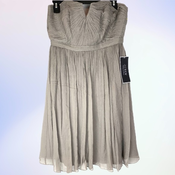 NWT J Crew Nadia Silk Chiffon Strapless Dress - Picture 2 of 7